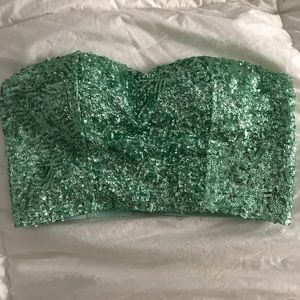 Teal Sequin Club Crop Top